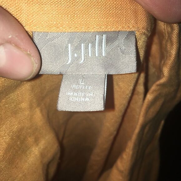 J Jill orange linen colorful natural button down tunic - Picture 3 of 4